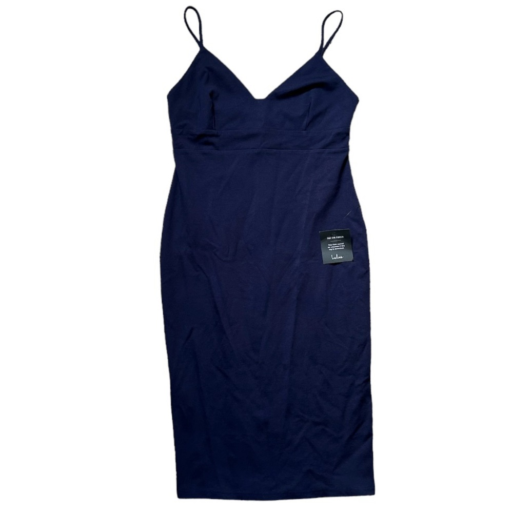 NWT Lulu's Don't Tell 'Em Navy Blue Bodycon Midi Dress Size XL